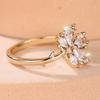Elegant Gold Rotating Flower Open Ring Flower-shaped, Densely Inlaid Synthetic Cubic Zirconia Exquisite Everyday Jewelry for Women