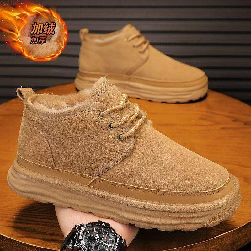 Snow Northeast cotton shoes four seasons plush anti-plush non-slip lace-up four seasons short boots warm two cotton shoes 37