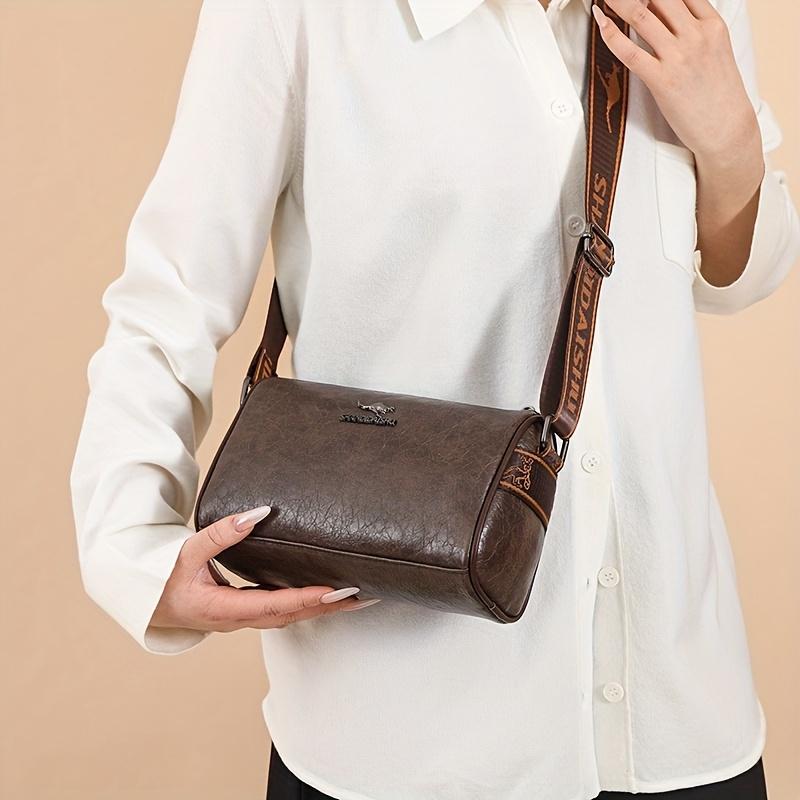 Women's shoulder bag retro wide shoulder strap messenger bag
