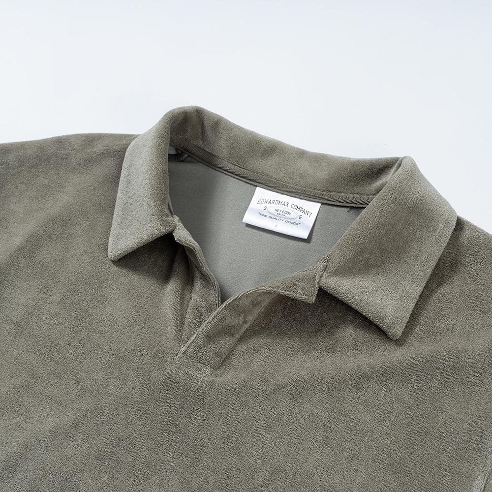 EDWARDMAX Terry Open Collar Short Sleeve T-Shirt
