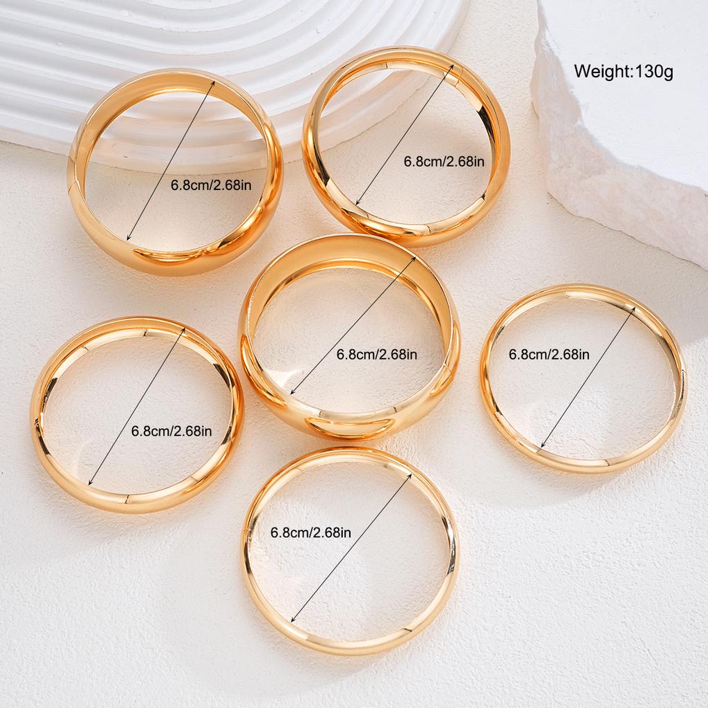 6 Pcs Punk Glossy Metal Round Chunky Bangles for Women Fashion Hip Hop Gold Color Geometric Bracelet Set Grunge Jewelry Men 2026