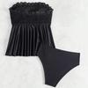 Women's Split Sexy Black Skirt Sling Swimsuit