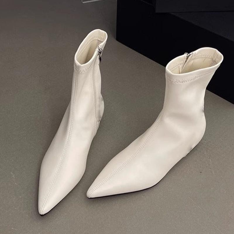 Fashion Pointed Toe Women's Ankle Boots Flats Designer New Dress Shoes Fashion Autumn Woman Botas 2025 Casaul Goth Chelsea Boots Mujer