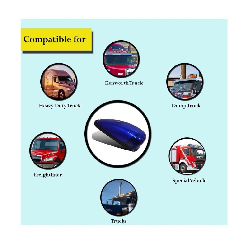 5x Blue Teardrop Roof Marker Running Lights 24V Waterproof – Top Cab Decoration Lights for Heavy Duty Trucks