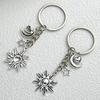 Silver Sun & Moon Stars Pendant Keychain: High-End Shoulder Bag Ornament