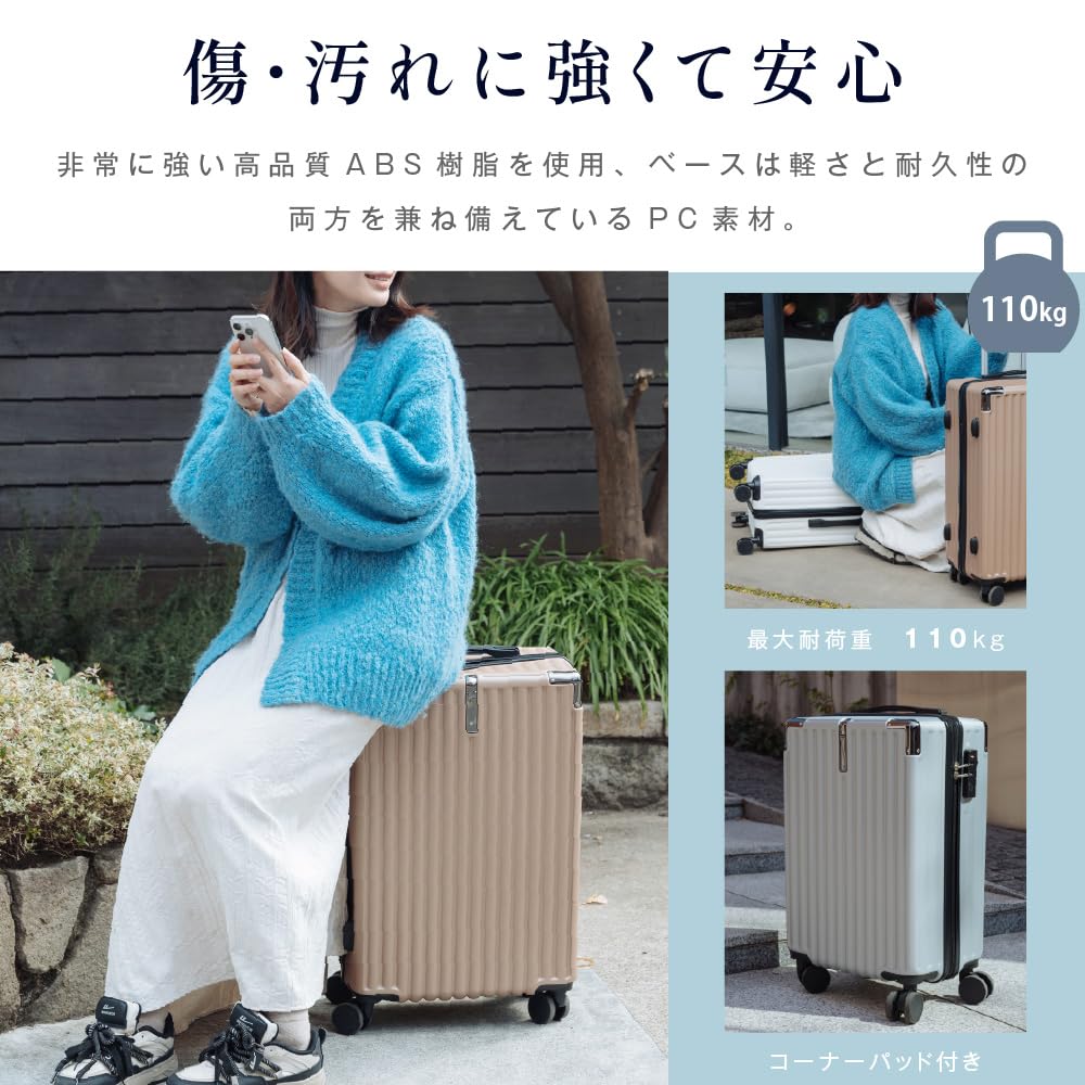Carry S Large Carry 360 Degree Double Cup TSA Zipper School Business Hospitalization [hidemasa] Suitcase, Carry-on, Case, Lightweight, Shockproof,