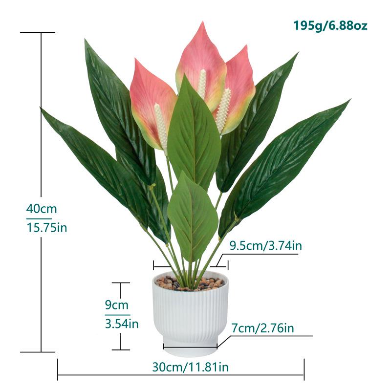 Künstliches Weißes Anthurium Blumenarrangement - Hochzeits- & Restaurant-Tischdekoration