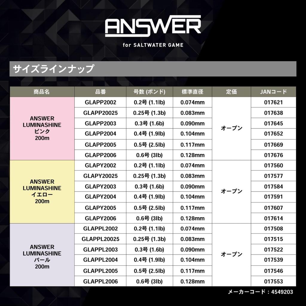 GOSEN Answer Luminashine 200m 0.25 Yellow