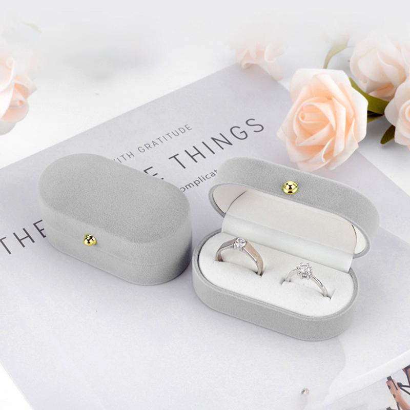 1PC Ring Box Jewelry Case Jewelry Display Organizer New Couple Double Slots Ceremony Gift Boxes Velvet Trinket Double