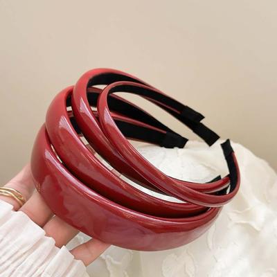 PROLY Neue Mode Frühling Stirnband Für Frauen Rot PU Leder Haarband Einfarbig Kopfschmuck Mädchen Vintage Haarschmuck
