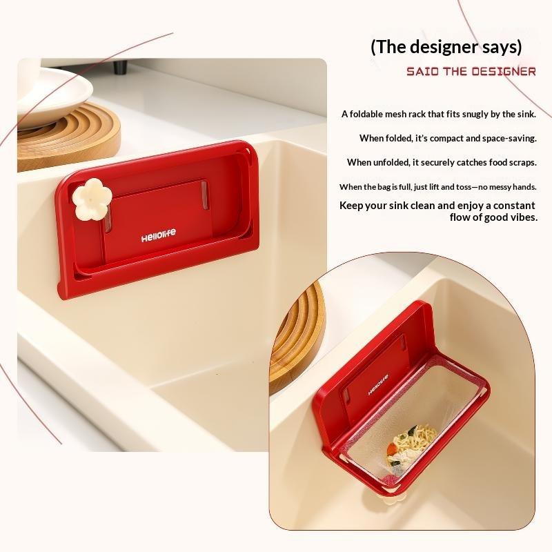 Folding Sink Filtering Net Rack Home Use Kitchen Beside Sink Kitchen Waste Filtering Net Sink Mesh Holder Separating Drain Rack