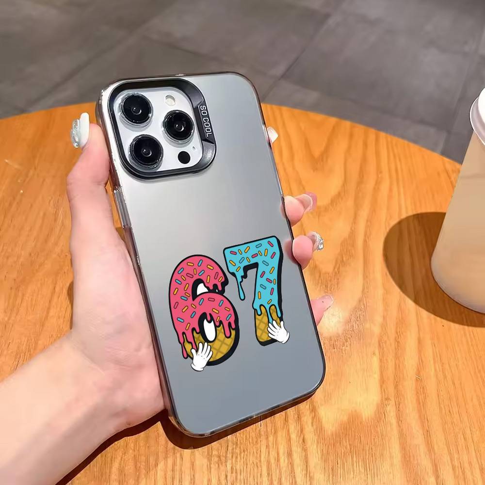 67 S-SIX-X S-SEVEN-N art Phone Case For iPhone17,16,15,14,13,12,11 Plus,Pro Max Black Candy silver phone case