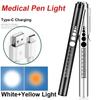 1-5 Pack Medical Penlight Emergency Flashlight Rechargeable 2 In 1 LED Pen lights Diagnosis Flashlights with Pupil Gauge