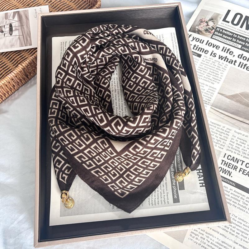 1PC Neck Scarf Versatile Painted Pattern Gift Silk Scarf High-End Magnetic Closure Elegant Accessories French Style Multi-Color