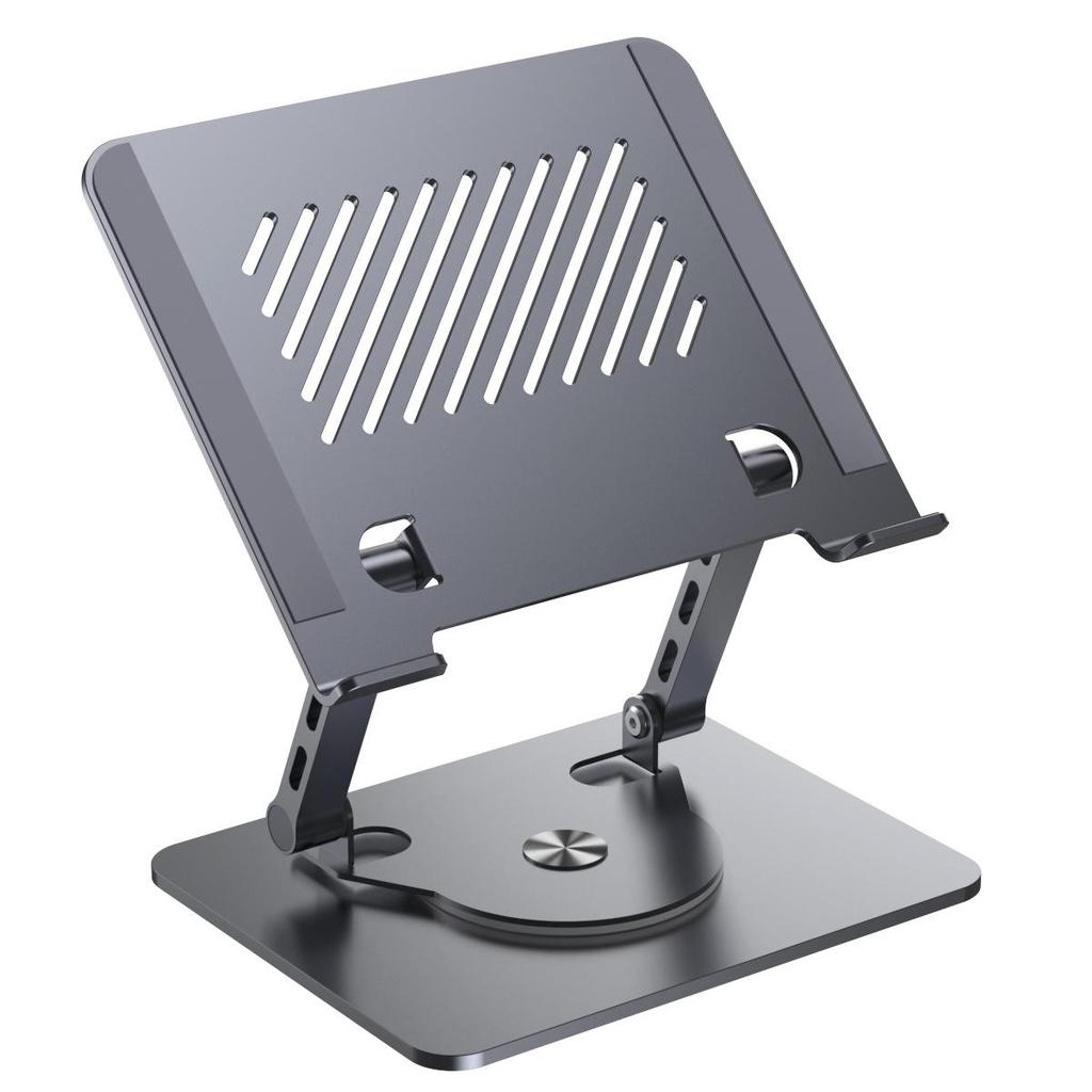 360° Rotating Laptop Stand with Adjustable Height and Cooling Base