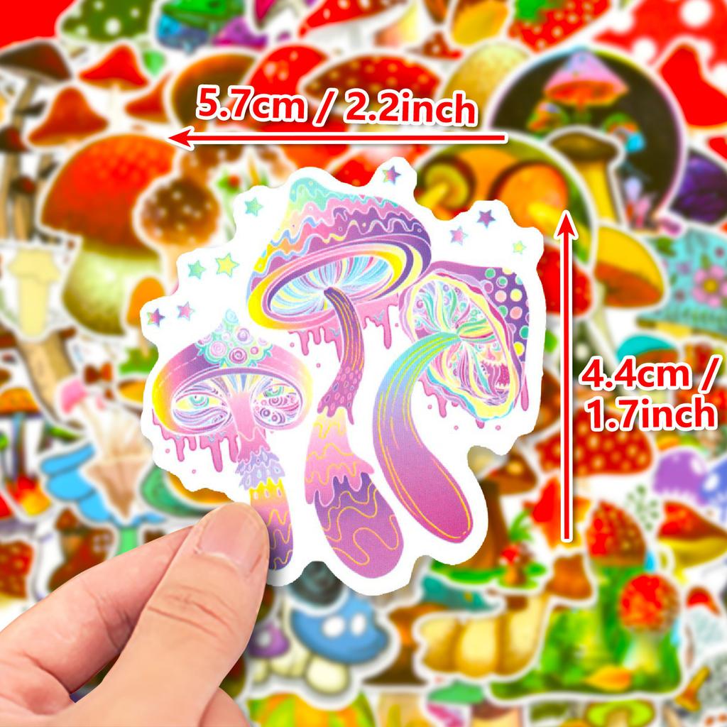 100 Slices Mushroom Sticker Cute Cartoon Mushroom DIY Waterproof and Removable Graffiti Sticker
