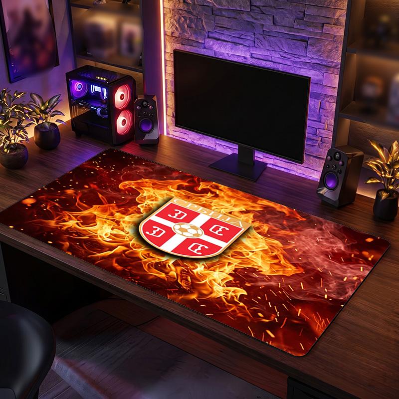 X2515==Serbia Crest Mouse Pad, Extended Non Slip Rubber Desk Mat for Gaming Office Laptop Fan Gift