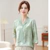 LangSha Women's Summer Floral V-Neck Chiffon Blouse