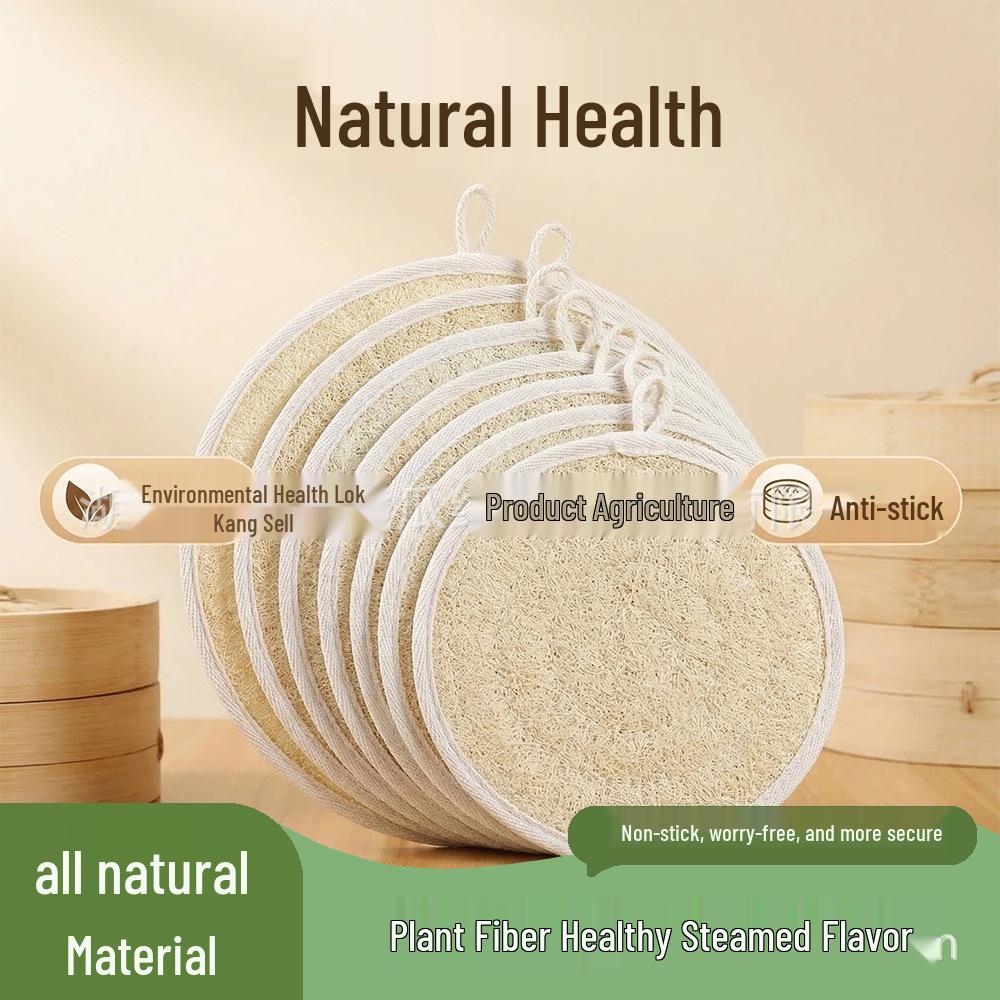 Loofah Steamer Mat & Pouch - Kitchen Heat Insulation Pad & Steamer Cloth for Daily Use