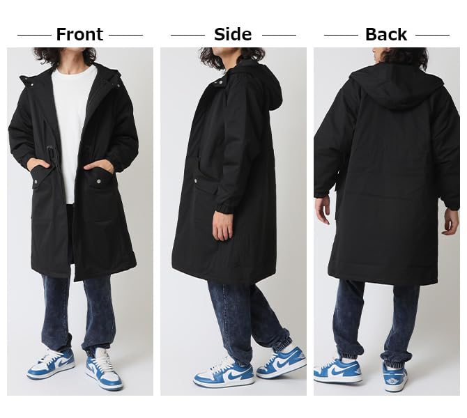 Arcade Long Military Mod Size XL Men's Coat, Style, Lined, Hooded, Drawstring, Spring/Winter, Black,
