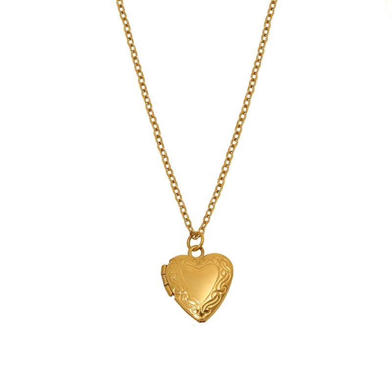 Engraved Texture 316 Pendant Necklace Stainless Steel Plated 18K Gold Personality Love Irregular Clavicle Chain