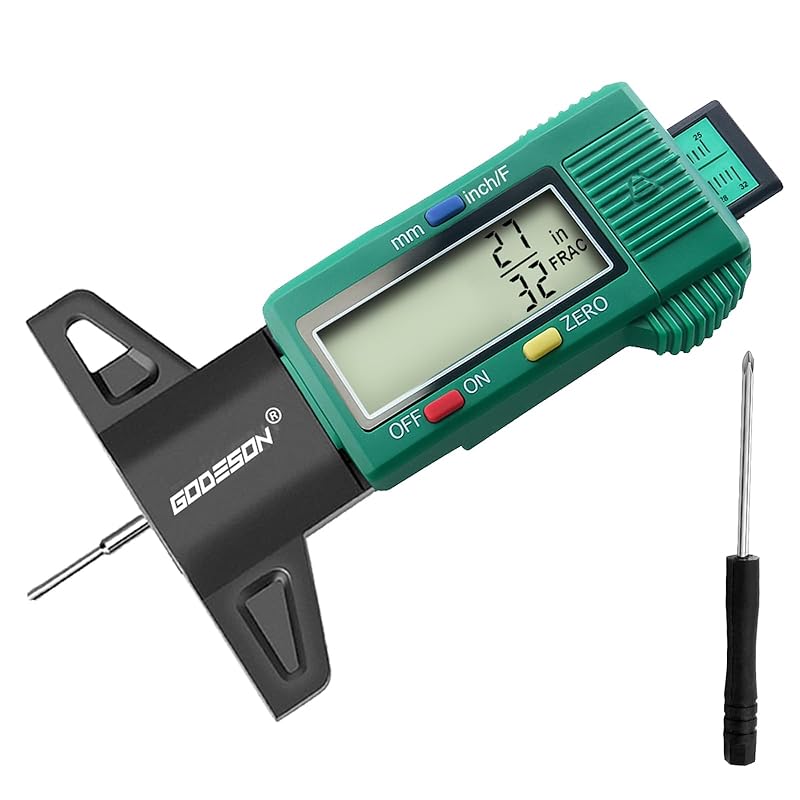 GODESON Tire Tread Depth Gauge, Digital Tire Tread Depth Gauge With 3 Modes-Fractional Inch, Decimal Inch And Millimeter, Tire Depth Gauge For