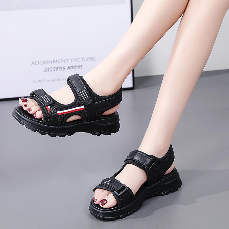 Women Summer Platform Roman Sandals Outdoor Dressy Black Open Toe Casual Girl Sport Sandals Plus Size