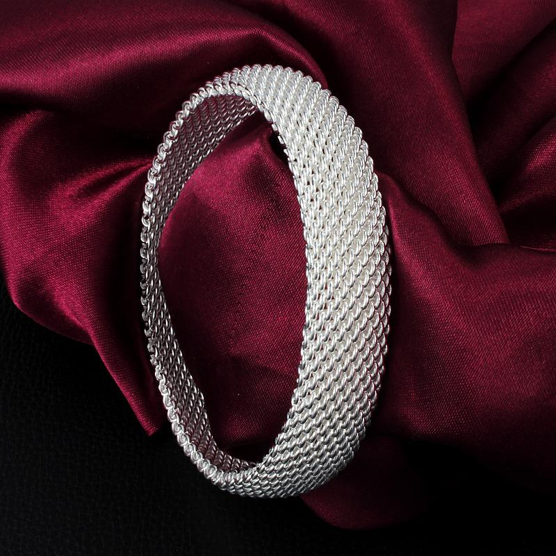 Hot Sale  Sterling  Bangle Bracelets Women Woven Mesh  Bracelet Jewelry Big Promotion