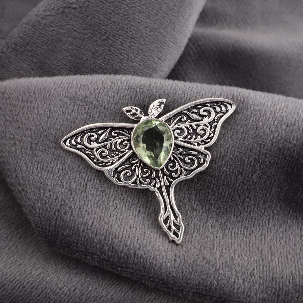 Green Amethyst Gemstone Pendant, 925 Solid Sterling Silver Pendant, Handmade Antique Jewelry, Gift For Mother Day