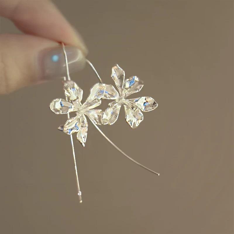 

Крутые супер фея металлические феникс ирис цветок крючок для уха легкая роскошь высокий темперамент серьги модные нишевые универсальные серьги