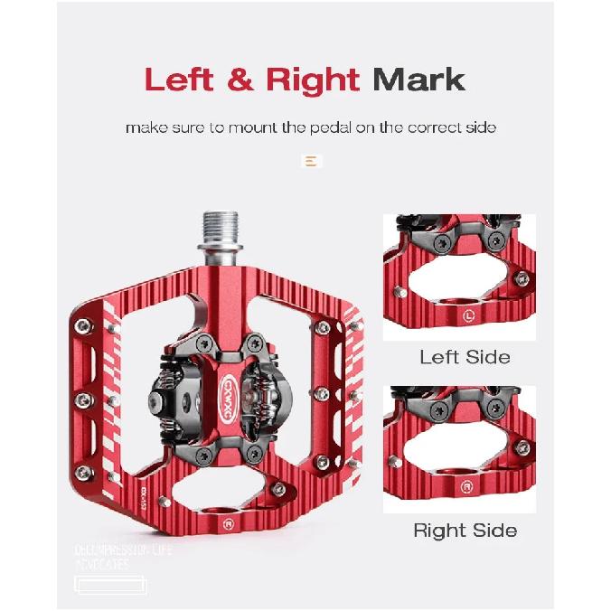CXWXC 2 In 1 SPD Bicycle Self-Locking Pedal/Flat Bike Pedal for MTB/Road Aluminum Anti-slip 3 Sealed Bearing Bike Lock Pedal