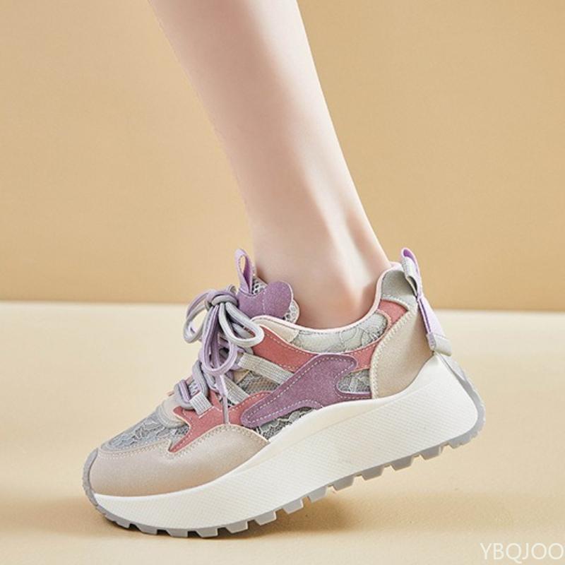 Spring Autumn New Female Students' Running Sneakers Casual Mesh Breathable Increased Height Simple Comfortable Women's Shoes