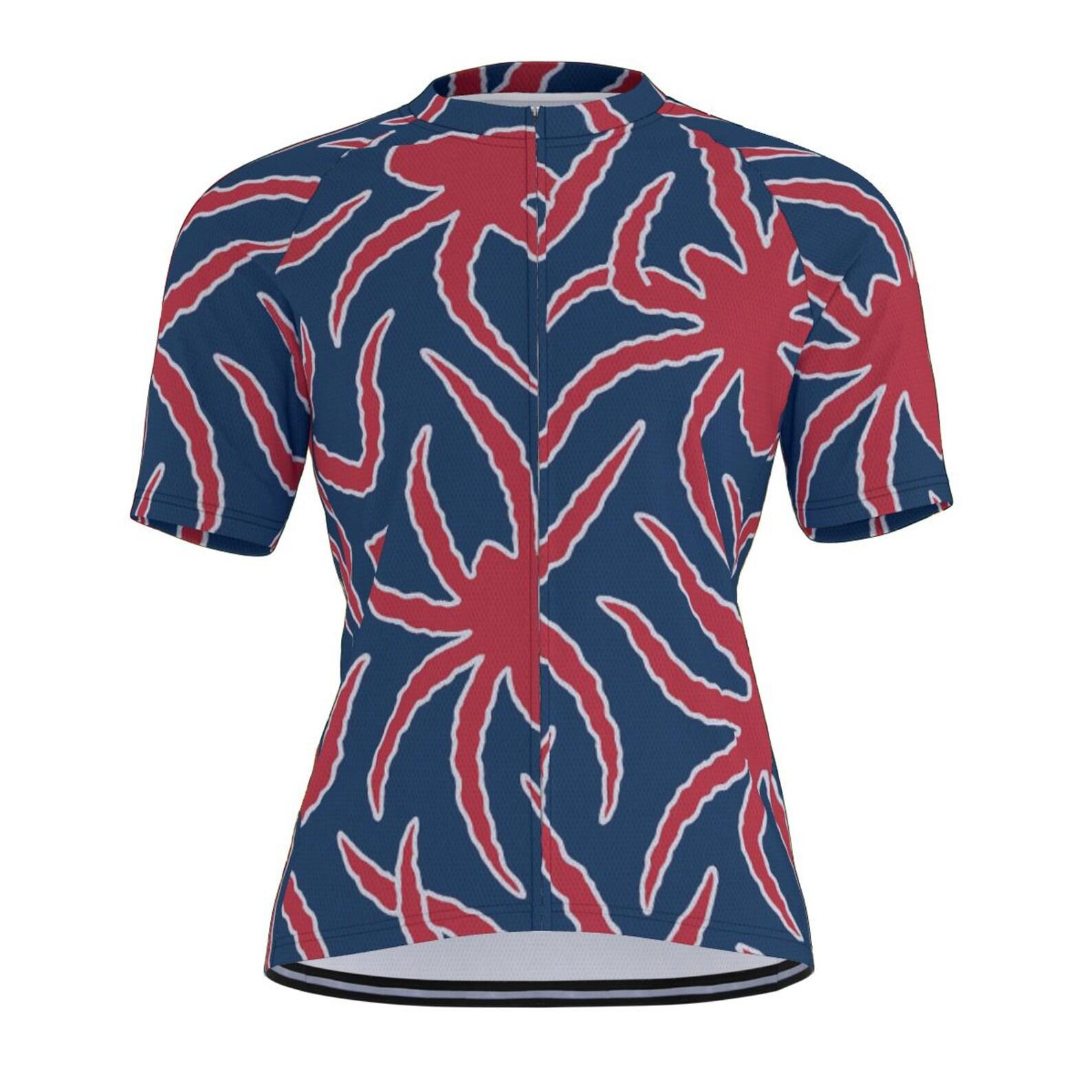 Spin Like a Spider Cycling Jersey – Red Web Abstract Bike Shirt – Breathable Fitted Performance MTB S