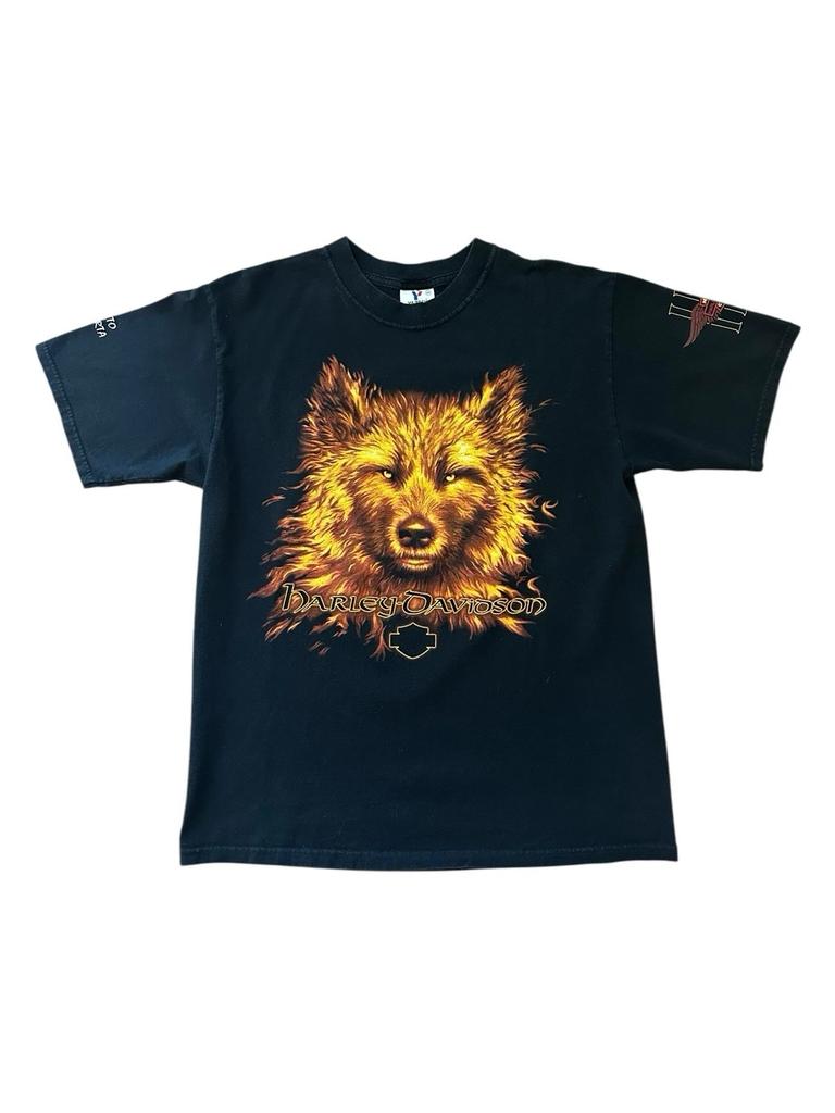 Harley Davidson T Shirt Men’s Medium Wolf Flames Mexico
