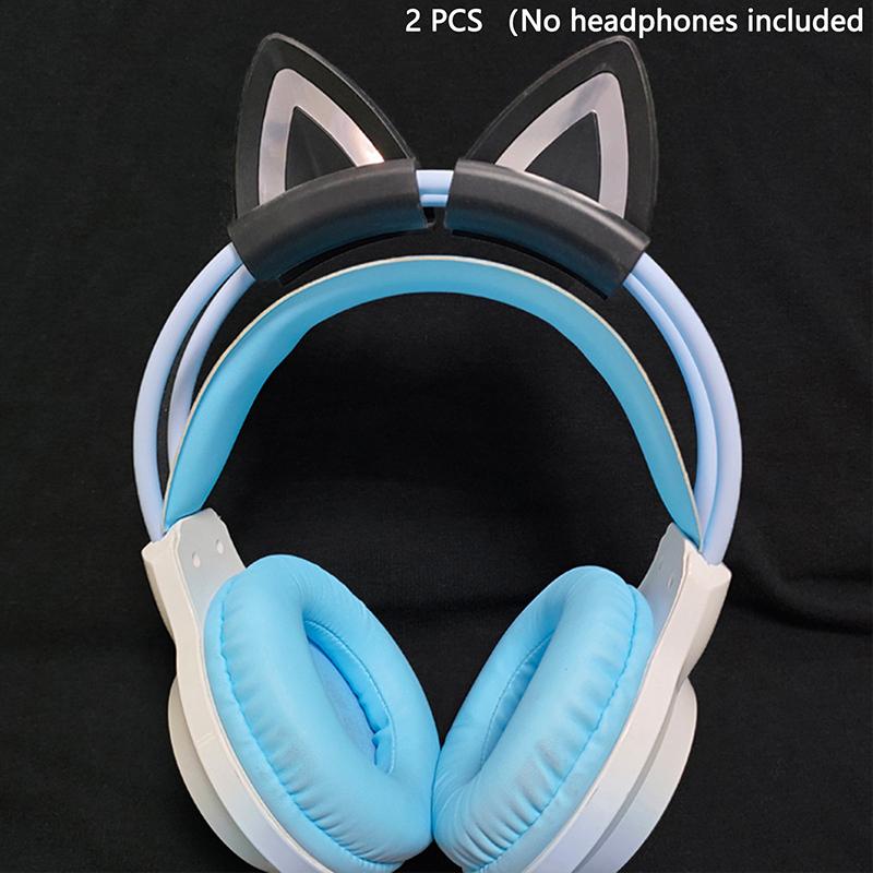 2Pcs Cat Ear For Earphone Gaming Headsets Attachment Stereo Headset Decoration Lightweight Silicone Pendant