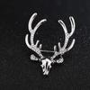 Rhinestone Christmas Badge Animal Deer Metal Brooch Unique Elk Head Brooch  Boys
