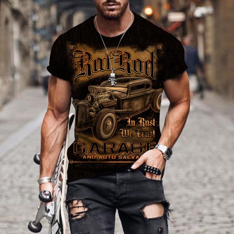 Vintage T-shirts For Male Streetwear Motorcycle Graphic Men's Short Sleeve Man Clothing Hip Hop T-shirt Loose Top Harajuku Tees