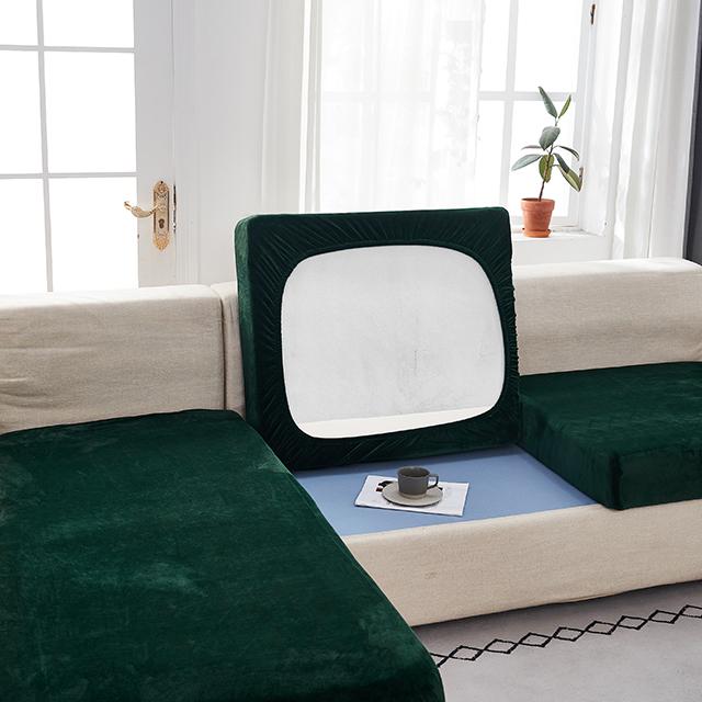 Huse Elastice de Catifea pentru Pernele de Șezut ale Sofalei, Husă Pluș pentru Scaun, Husă pentru Colțar, Husă Mobilier pentru Șezutul Sofalei, Husă Elastică pentru Sofaua din Camera de Zi