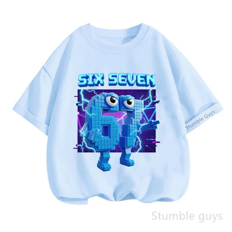 Summer Cartoon Tops 67 Print Tshirt Six Seven T-shirt Kids Boys Clothes Girls Short Sleeve Wear