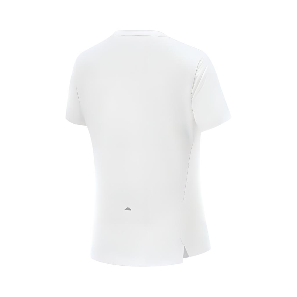Li Ning Running Series Solid Color Breathable Versatile Short Sleeve T-Shirt Women Tops Champagne-White ATSV088-1