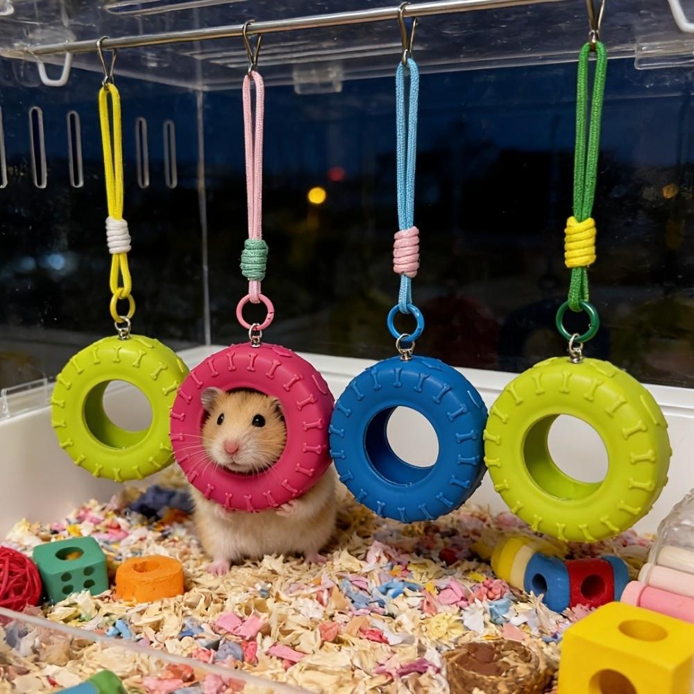 Tire-Shaped Hamsters Swing Bite Resistant Hanging Bed Hamsters Hammock Detachable Chain Small Pet Hanging Swing