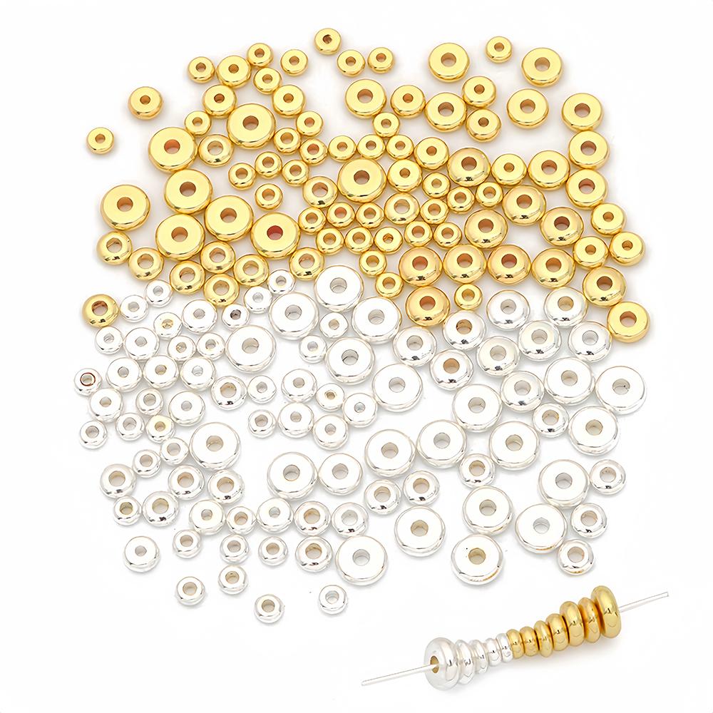 20 Stück 3-10mm Edelstahl Charm Abstandshalter Perlen Flach Rund Mit Loch Lose Perlen für DIY Schmuck Armband Herstellung Zubehör