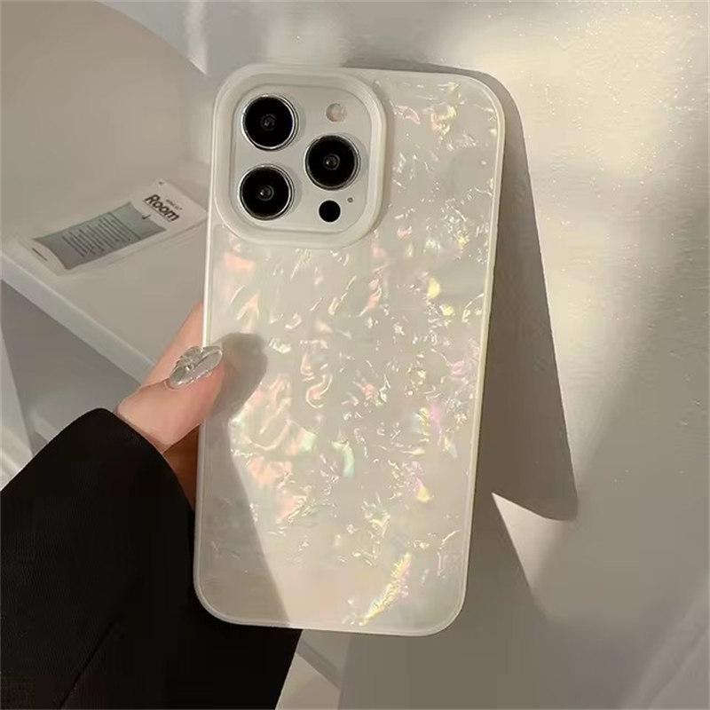 

Роскошный жесткий чехол для телефона с рисунком ракушки для IPhone 15 14 13 12 11 Pro Max Plus, мягкий противоударный силиконовый бампер, задняя крышка iPhone 11 белый