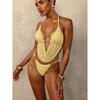 Sexy Yellow Micro Bikini Women Hollow Out Mesh Ruffles Push Up Bra Thong Swimsuit Bathing Suit Holiday Swimwear Biquini
