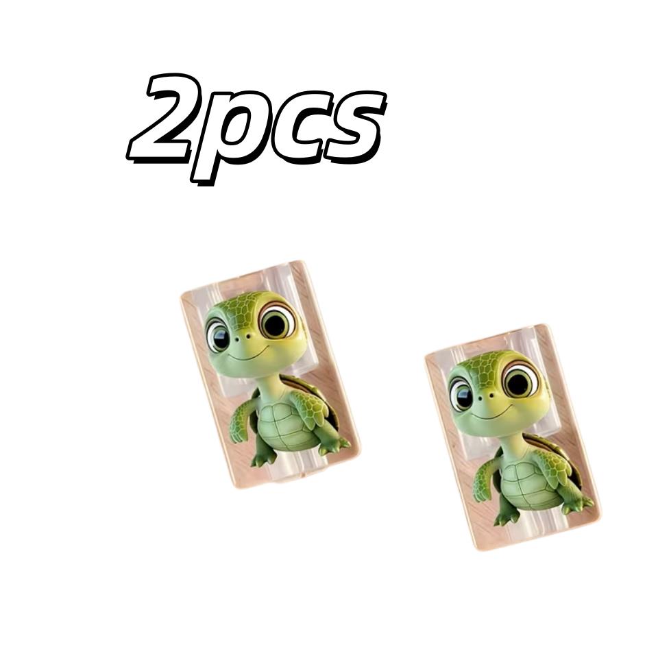 

2pcs Cartoon Turtle Cable Protectors – Anti-Break Type-C, 2D Flat Design, Aesthetic & Durable