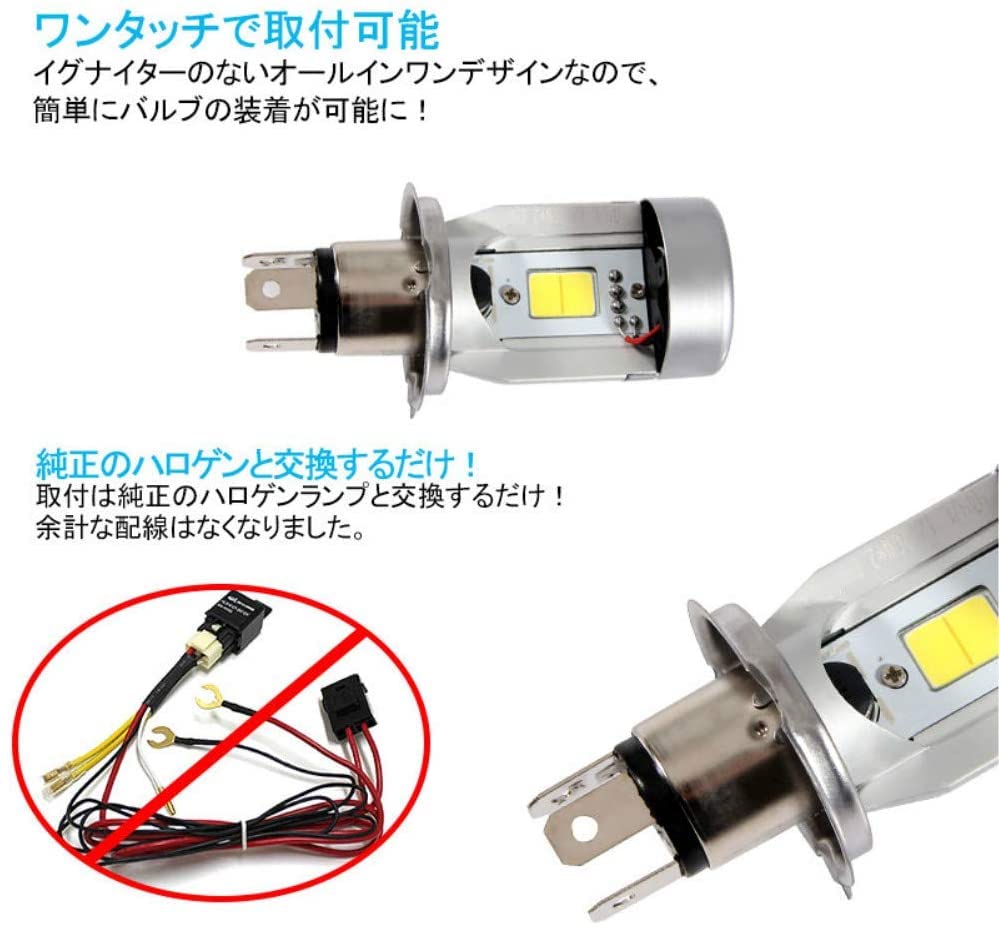MOTOSTAR Motorcycle LED Headlight, H4 HI/LO Switchable, HS1 LED Bulb, 6000K, High Brightness,