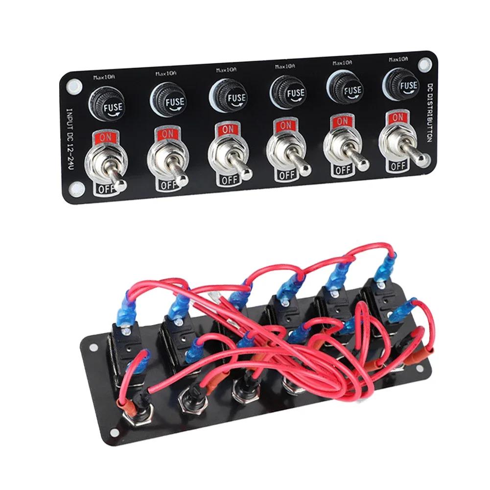 3/6-Wege Kippschalter-Panel Ein/Aus Wippschalter mit 10A Sicherung Rennwagen Wohnmobil Wohnwagen Marineboot Yacht 12V/24V Schalter