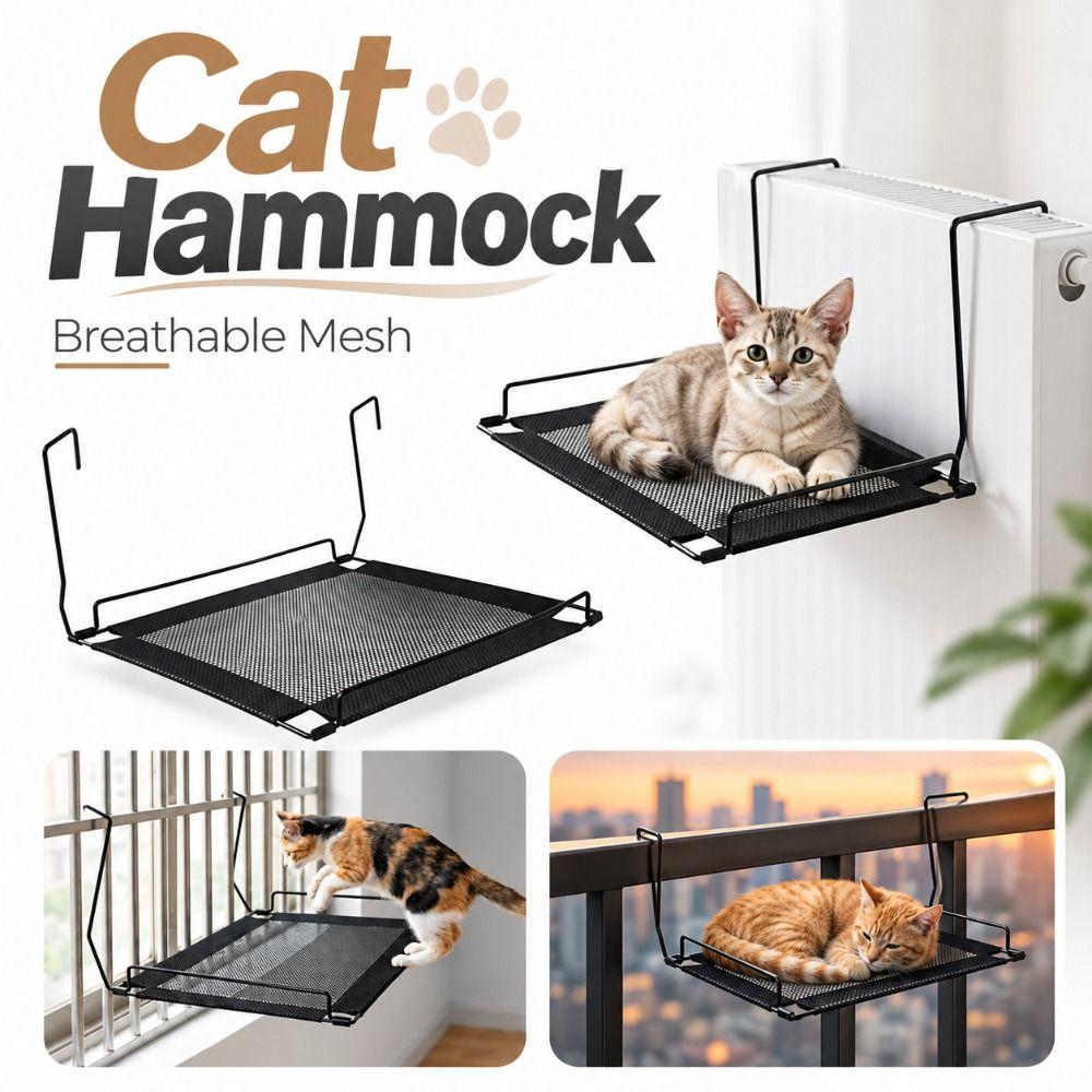 Space Saving Cat Hammock Hanging Suspended Cat Bed Gifts Pet Hammock Indoor Cats