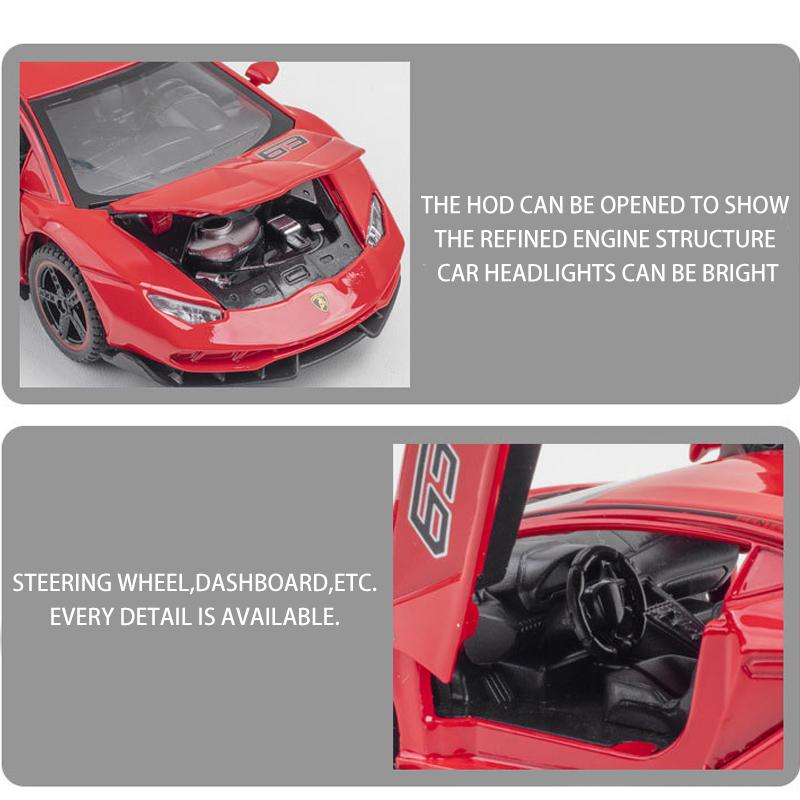 La scară 1/32 Lambor LP770-4 Model de mașină de jucărie turnată sub presiune, Vehicul de jucărie cu sunet și lumină pentru copii, copii mici, băieți, fete, colecție de cadouri