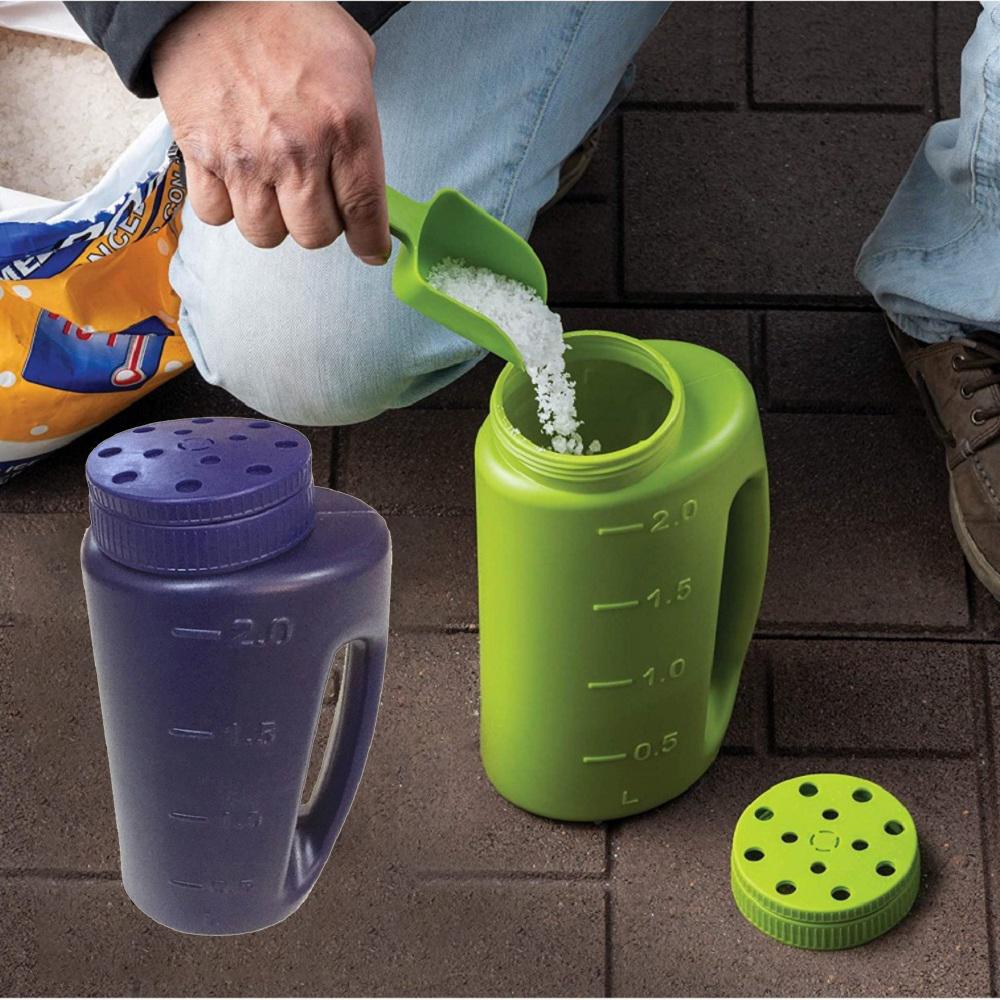2L Hand Held Spreader Adjustable Hole Size For Seed Fertilizer Salt Gardening Tool Watering Can Seeding Tool Portable Fertilizer
